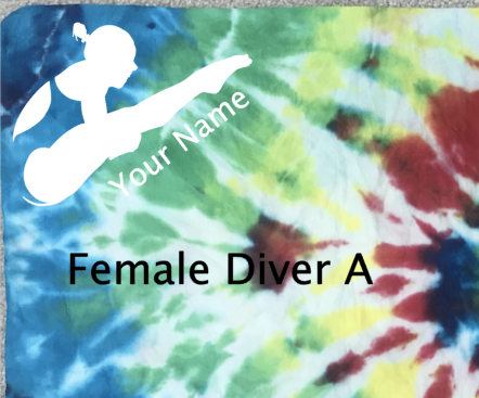 Customized Tie Dye Shammy w/ Name & Diver Silhouette image 0