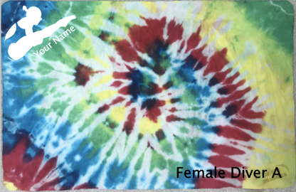 Customized Tie Dye Shammy w/ Name & Diver Silhouette image 1